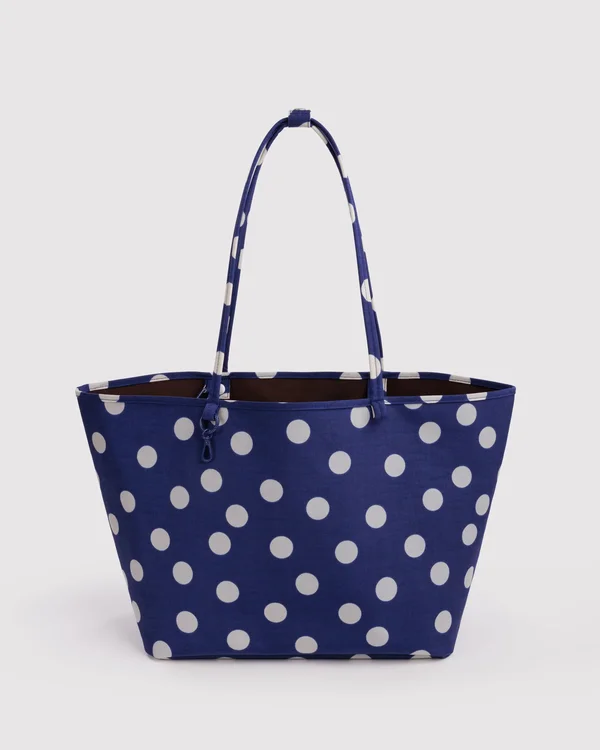 Large Nylon Reversible Tote - Navy Polka Dot Mix - Material: heavyweight-nylon