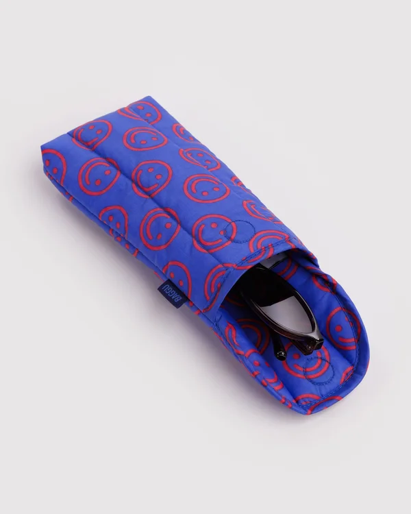Puffy Glasses Sleeve - Mini Cobalt Happy - Size: OS