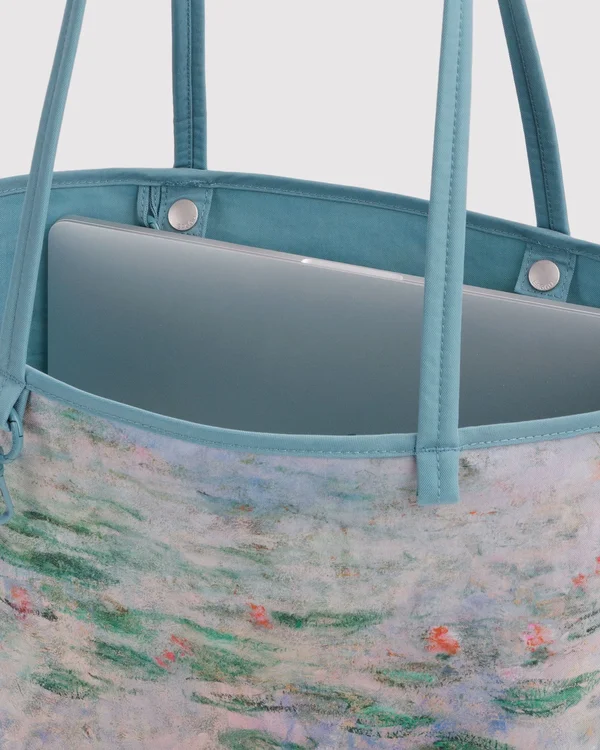 Medium Nylon Reversible Tote - Water Lilies Claude Monet - Material: heavyweight-nylon
