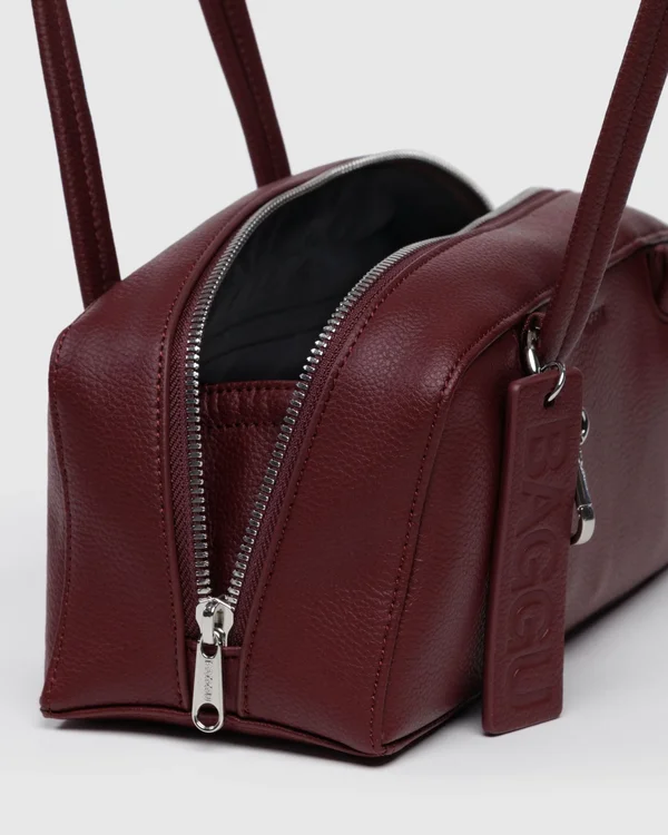 Small Recycled Leather Bowler Bag - Mahogany