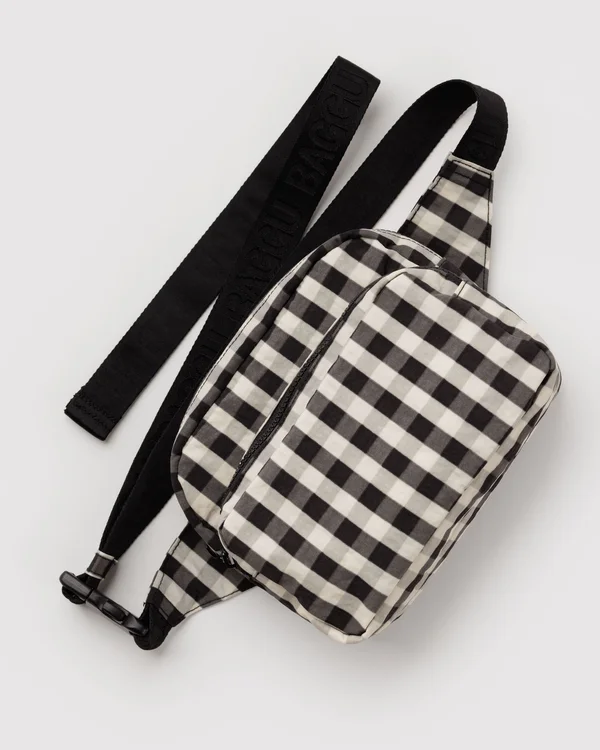 Fanny Pack - Black And Cream Gingham - Material: heavyweight-nylon