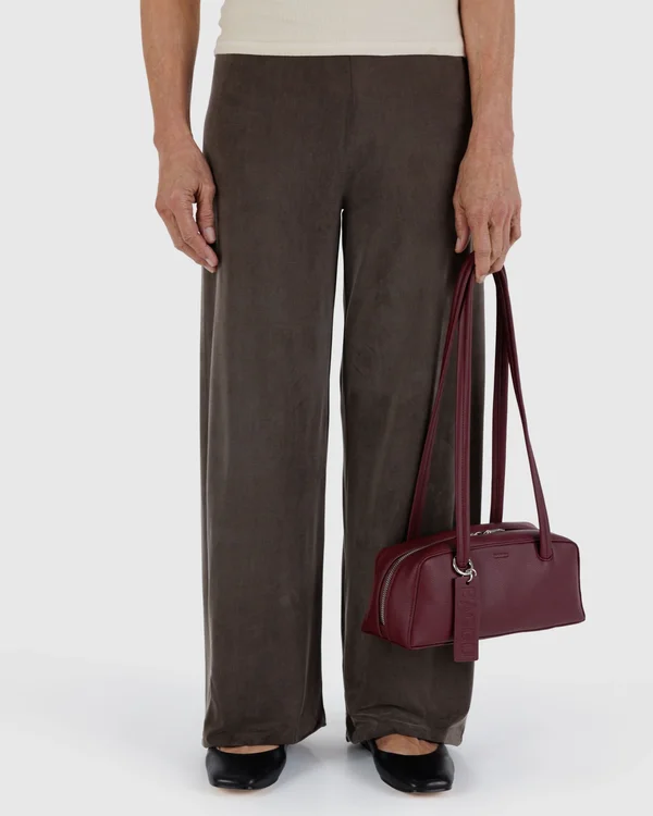 Small Recycled Leather Bowler Bag - Mahogany