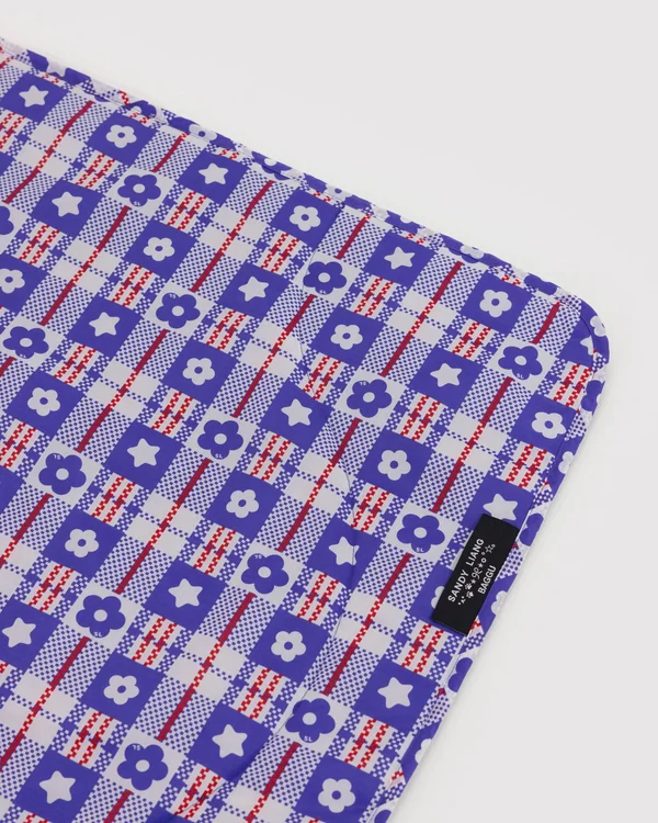 Puffy Picnic Blanket - Market Plaid Blue - Size: OS