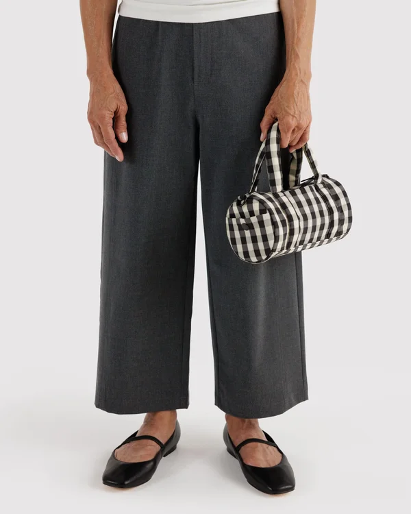 Small Nylon Duffle Bag - Black And Cream Gingham - Size: OS