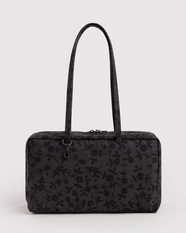 Medium Nylon Bowler Bag - Charcoal Ditsy Floral - Material: heavyweight-nylon